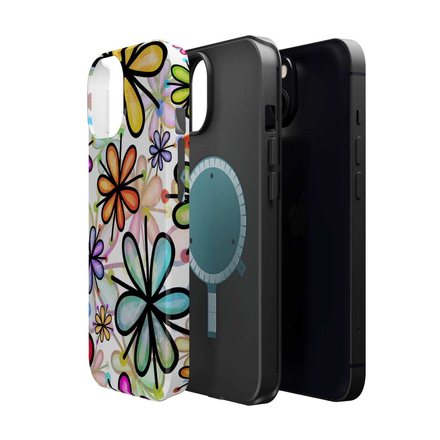 Retro Floral Pop MagSafe iPhone Case – Ultra-Slim Design, High-Gloss Finish