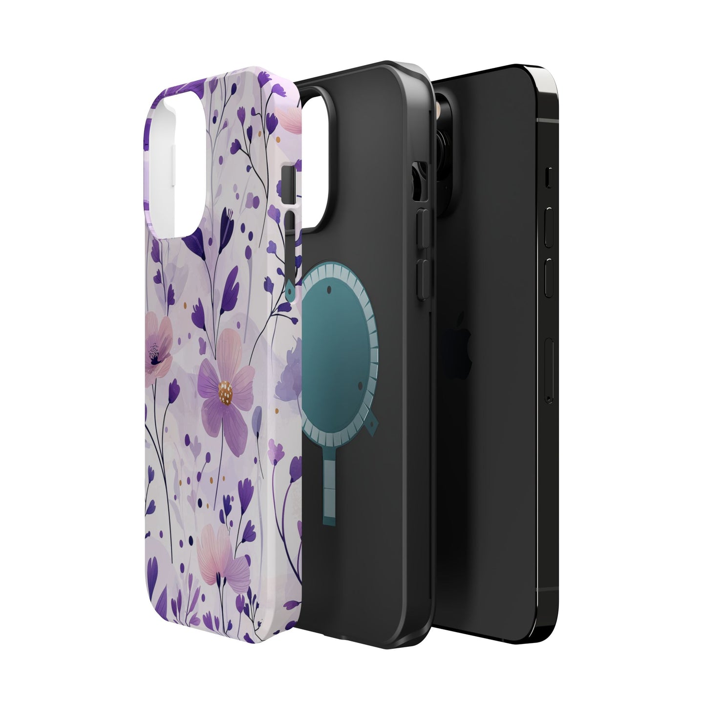 Purple Floral Bliss MagSafe iPhone Case – Delicate Blossom Design