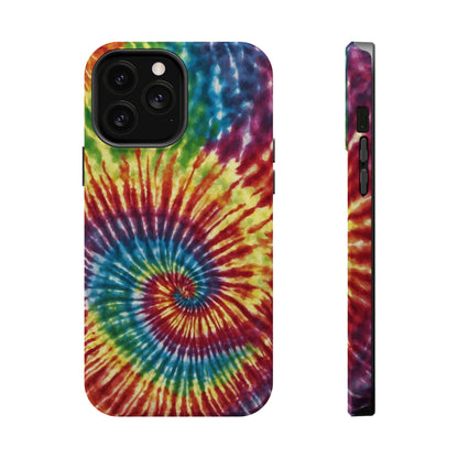 Vibrant Spiral Tie-Dye MagSafe Case – Retro Rainbow Design