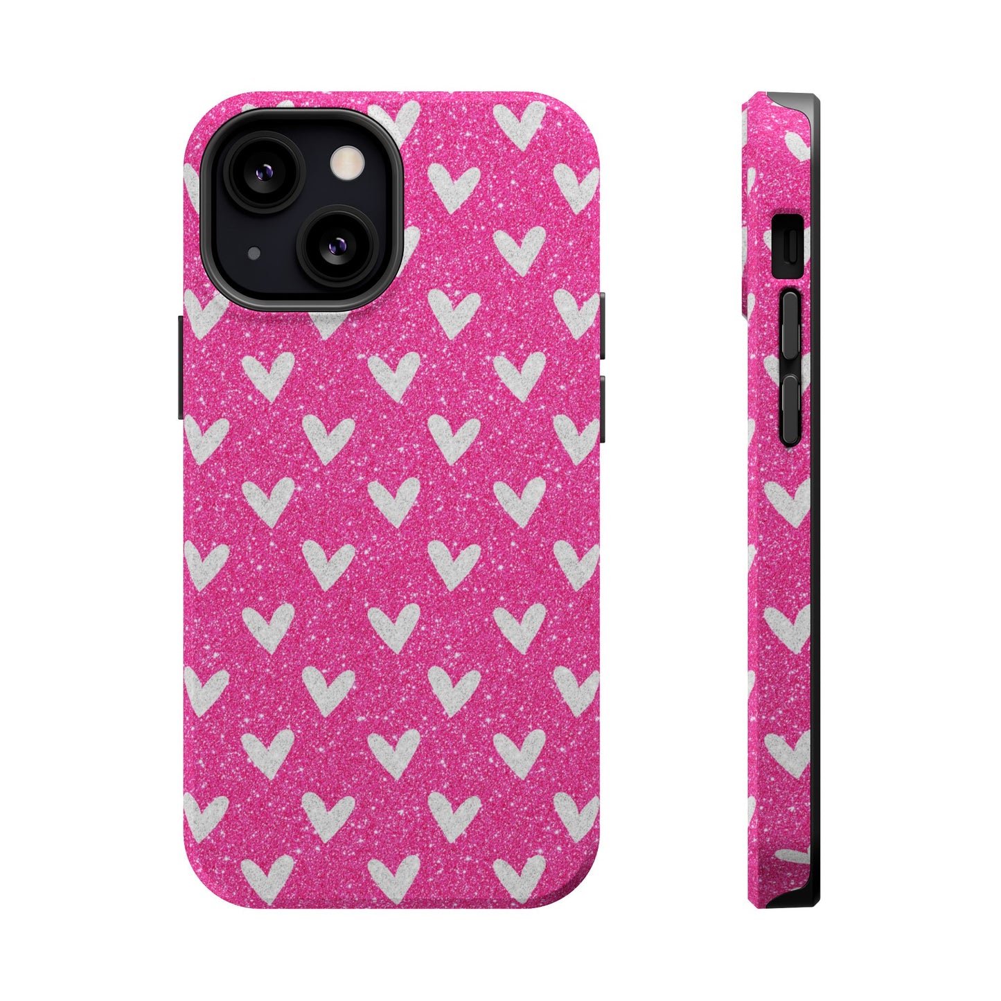 Pink Glitter Hearts Pattern – MagSafe iPhone Case