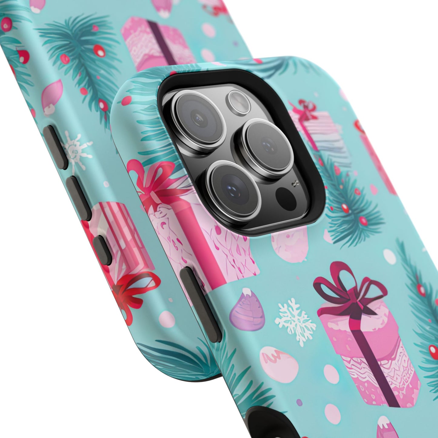 Festive Pink Christmas Gifts and Evergreen MagSafe iPhone Case – Holiday Theme, Protective Cover