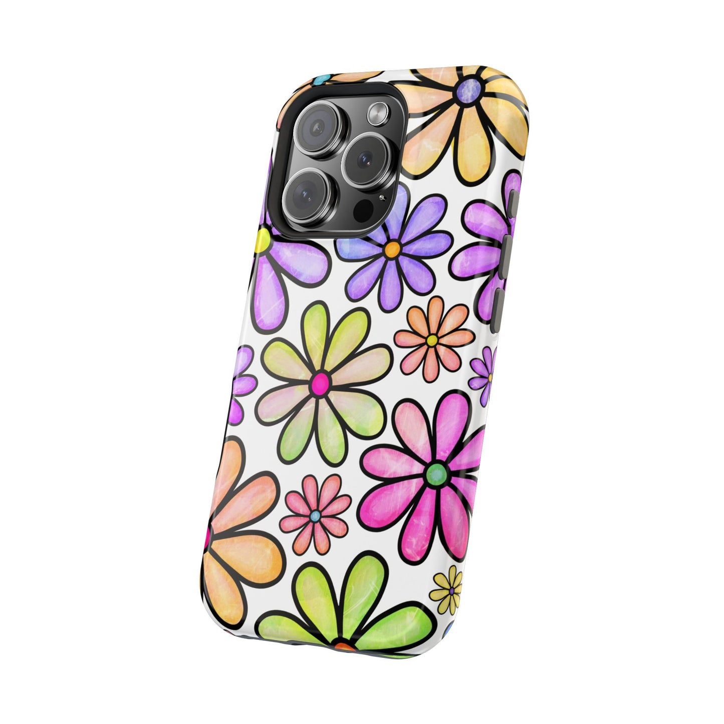 Pastel Daisy Dream MagSafe iPhone Case – Slim Profile, Glossy Finish