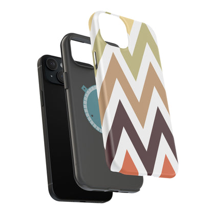 Earthy Chevron MagSafe iPhone Case – Boho-Inspired Design with Dual-Layer Protection