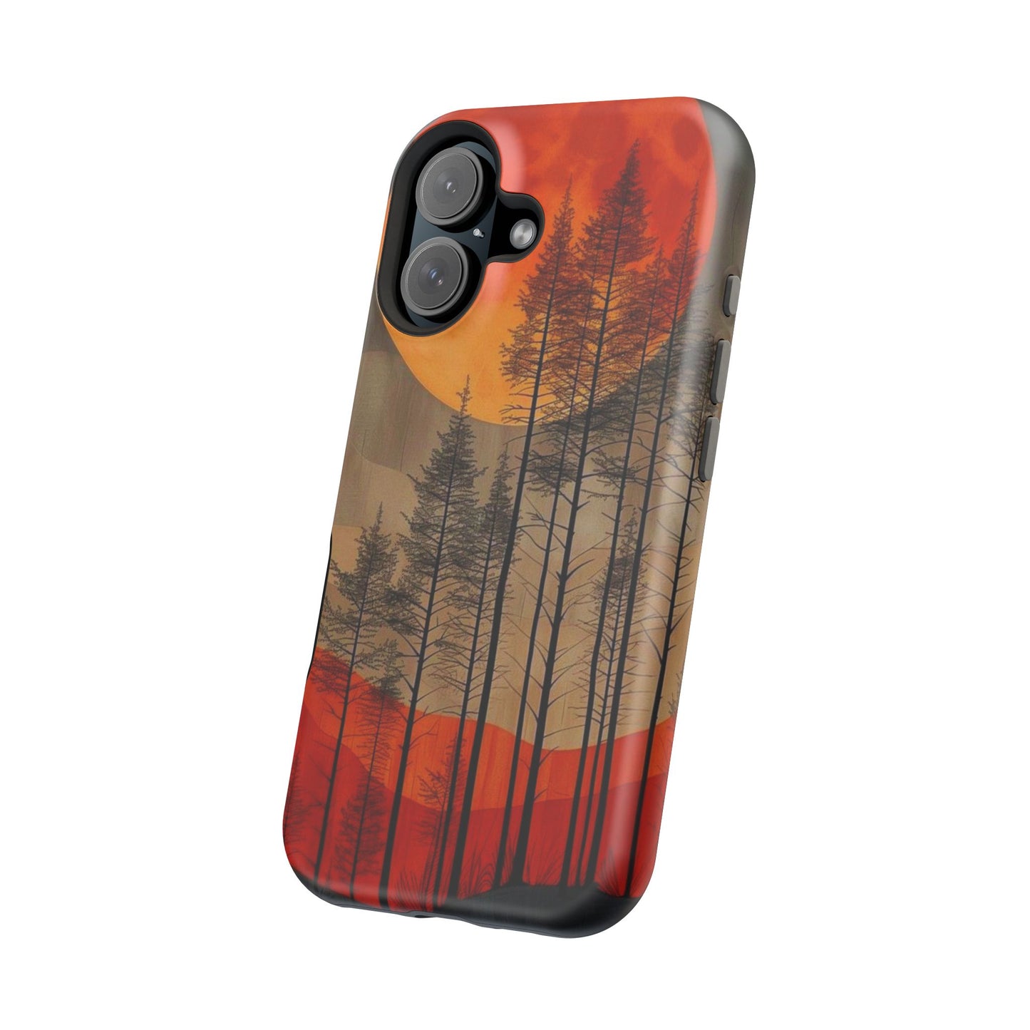 Moody Forest Moonrise MagSafe iPhone Case – Dark Landscape Design, Dual-Layer Protection