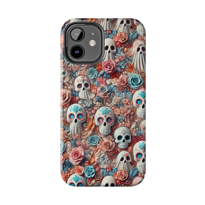 Day of the Dead Floral Skull iPhone Case - Colorful Protective Cover - Halloween Spooky Autumn Case