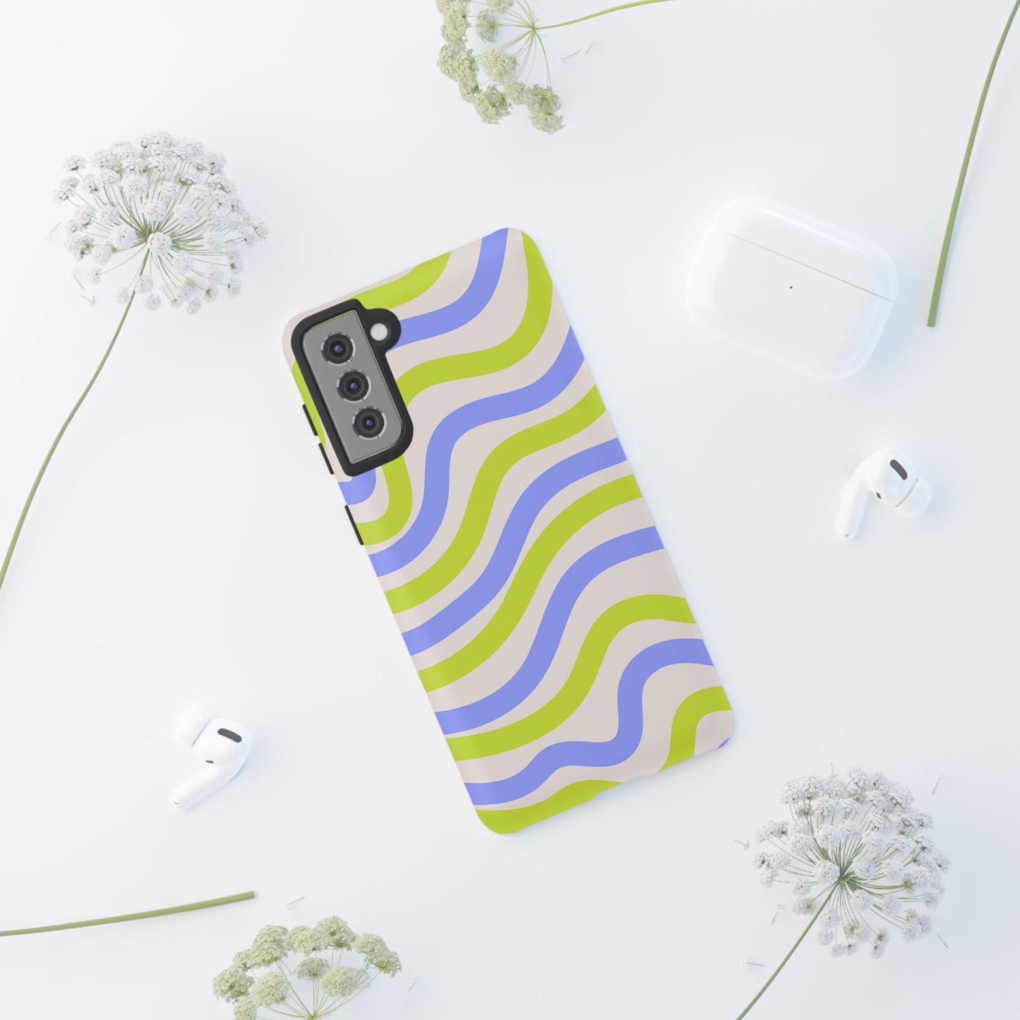 Neon Wave Samsung Galaxy Case – Bold Dual-Layer Protection with 70s-Inspired Vibe