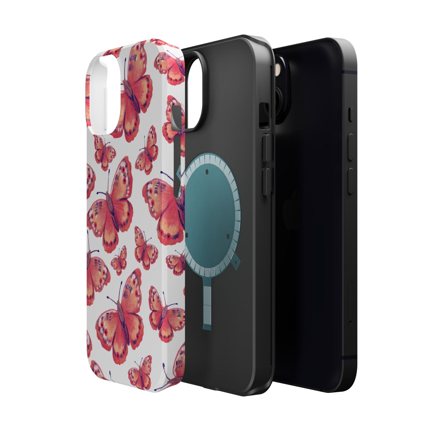 Coral Butterfly MagSafe iPhone Case – Slim, Protective Design with Bold Watercolor Print