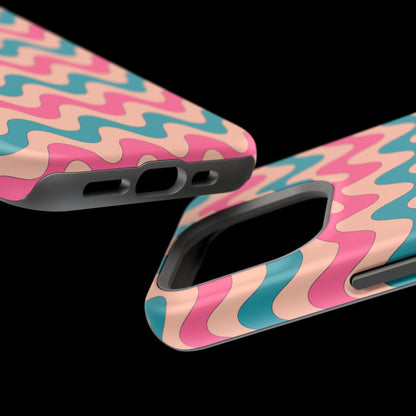 Retro Waves Pattern MagSafe iPhone Case – Shockproof Design with Dual-Layer Protection