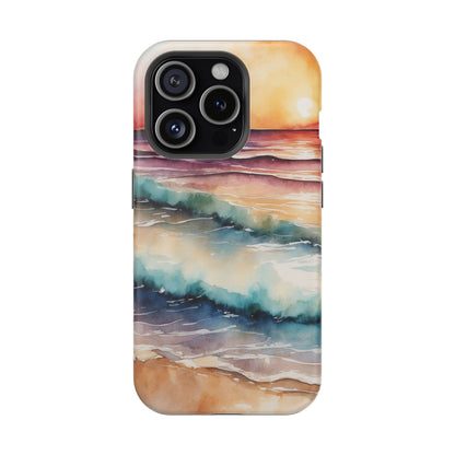 Sunset Waves MagSafe iPhone Case – Vibrant Watercolor Design