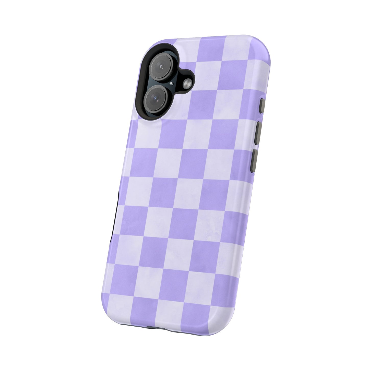 Lavender Checkerboard MagSafe iPhone Case – Shockproof, Smooth Matte Finish, Dual-Layer Design