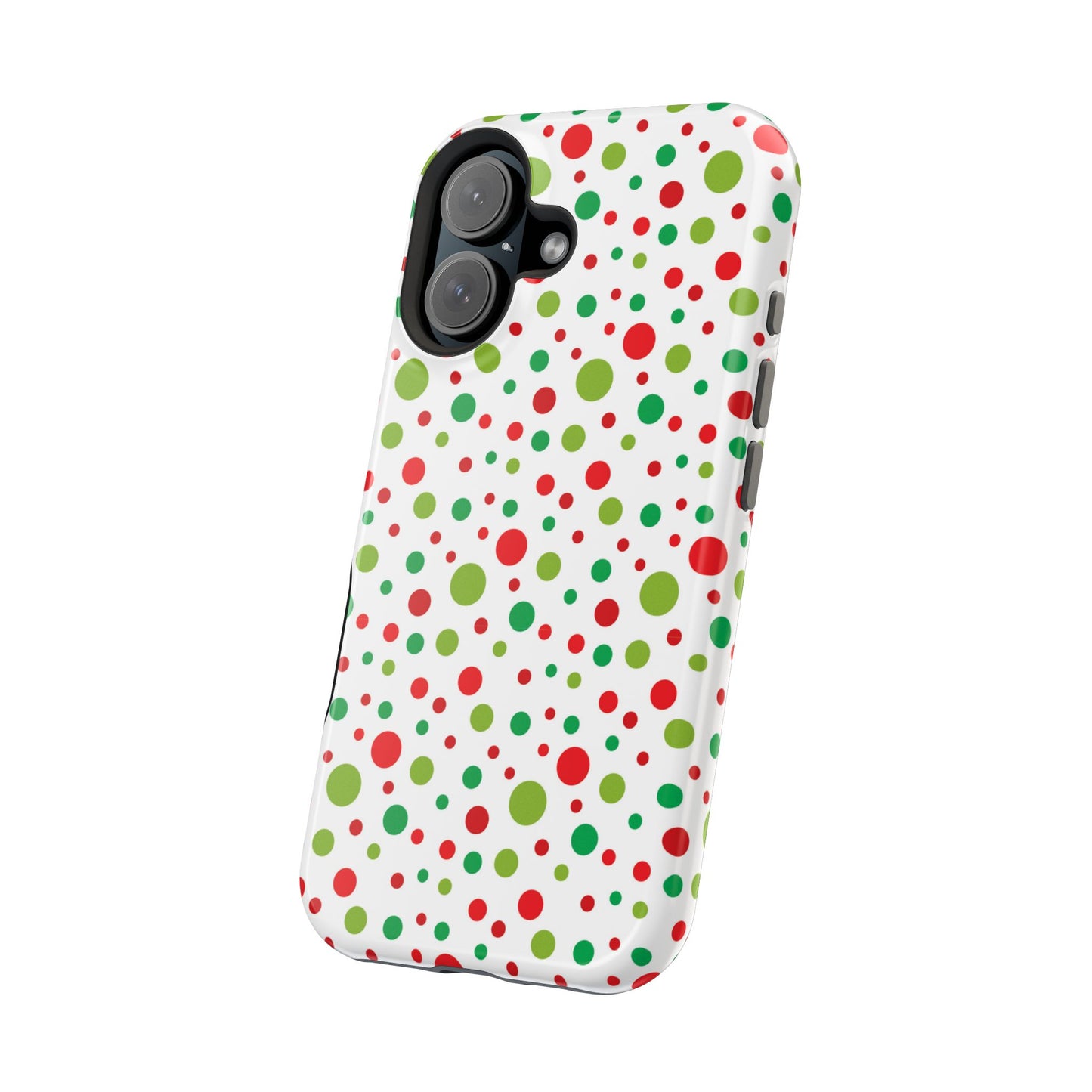 Red & Green Christmas Polka Dots – MagSafe iPhone Case