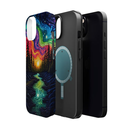 Celestial Nightscape MagSafe iPhone Case – Vibrant River and Starry Sky Design