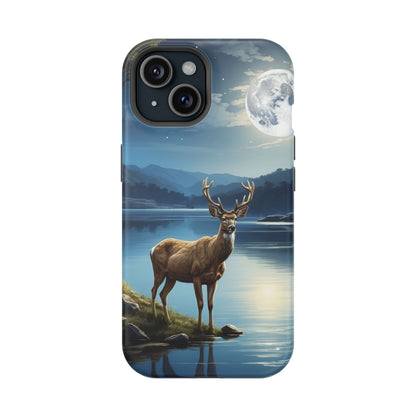 Moonlit Elegance: Stag by the Lake – MagSafe iPhone Case