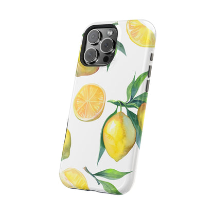 Lemon Grove Watercolor Tough MagSafe iPhone Case – Fresh Citrus Design, Dual-Layer Protection