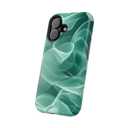 Emerald Flow MagSafe iPhone Case – Translucent Green Fabric-Inspired Design