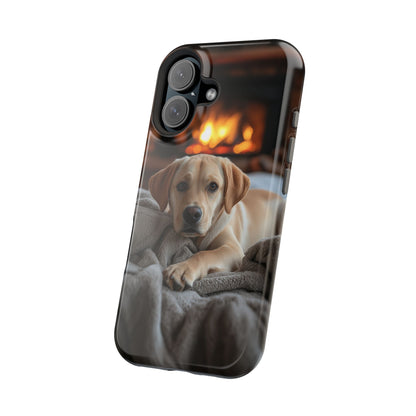 Cozy Golden Retriever by the Fireplace - MagSafe Case