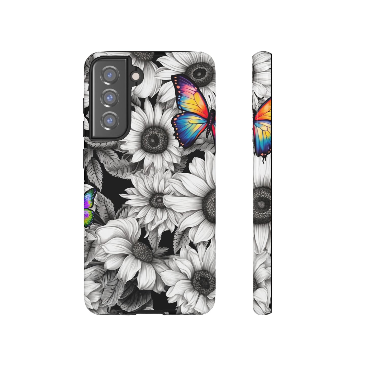 Rainbow Butterflies & Monochrome Sunflowers – Samsung Galaxy Case