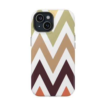 Earthy Chevron MagSafe iPhone Case – Boho-Inspired Design with Dual-Layer Protection