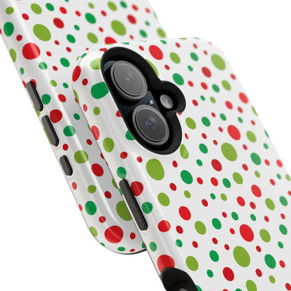 Red & Green Christmas Polka Dots – MagSafe iPhone Case