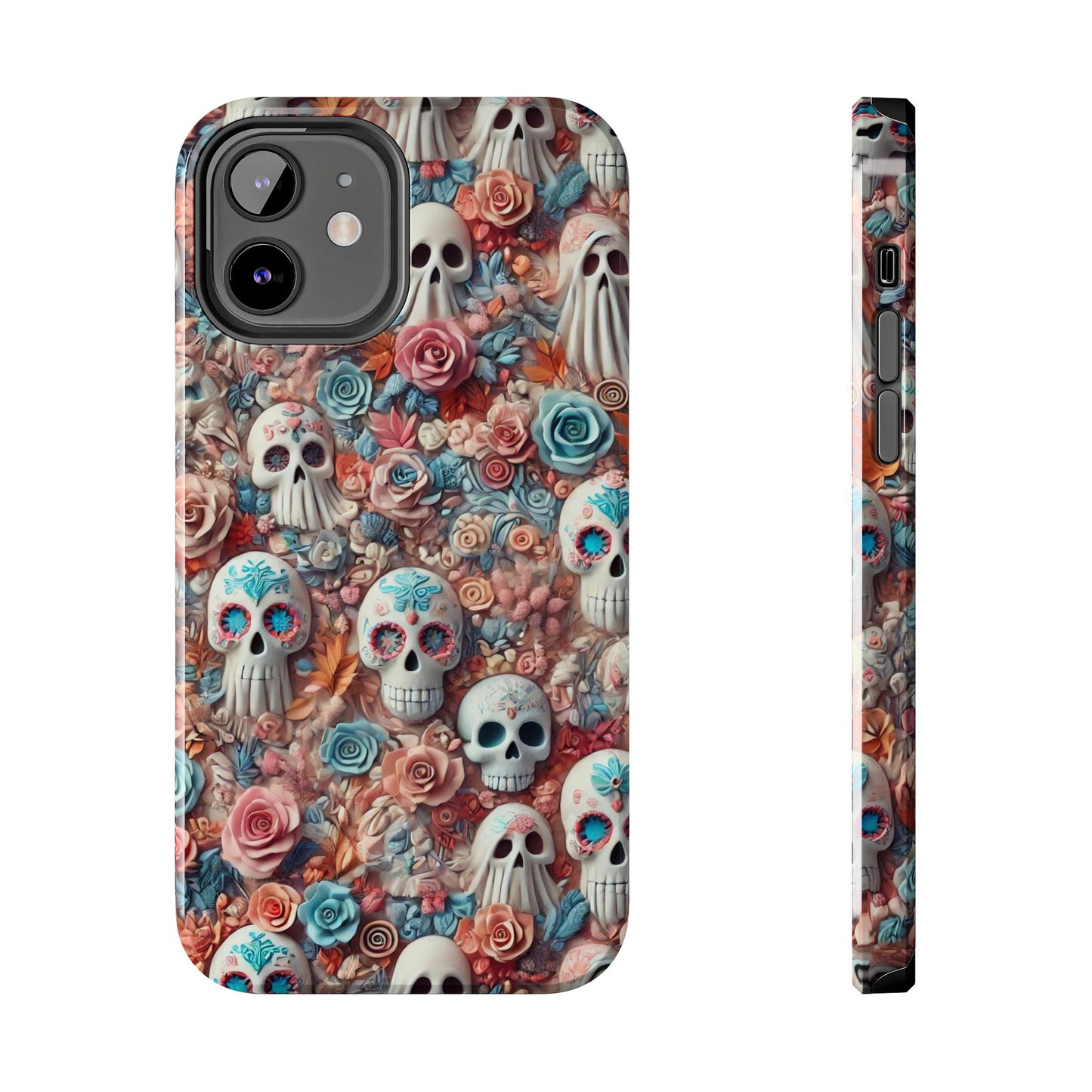 Day of the Dead Floral Skull iPhone Case - Colorful Protective Cover - Halloween Spooky Autumn Case