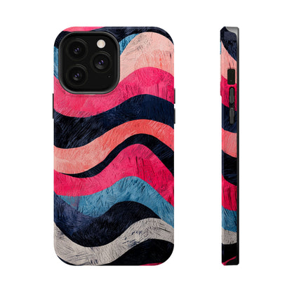 Abstract Wave Pattern MagSafe iPhone Case – Shockproof, Matte Finish, Dual-Layer Protection