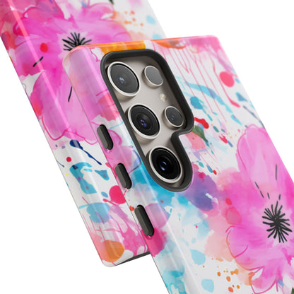 Color Splash Pink & Orange Watercolor Floral - Samsung Galaxy Case