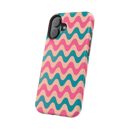 Retro Waves Pattern MagSafe iPhone Case – Shockproof Design with Dual-Layer Protection