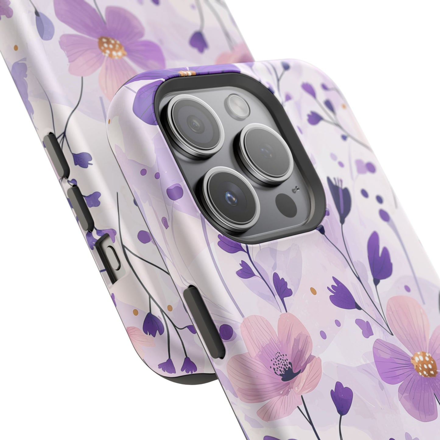 Purple Floral Bliss MagSafe iPhone Case – Delicate Blossom Design