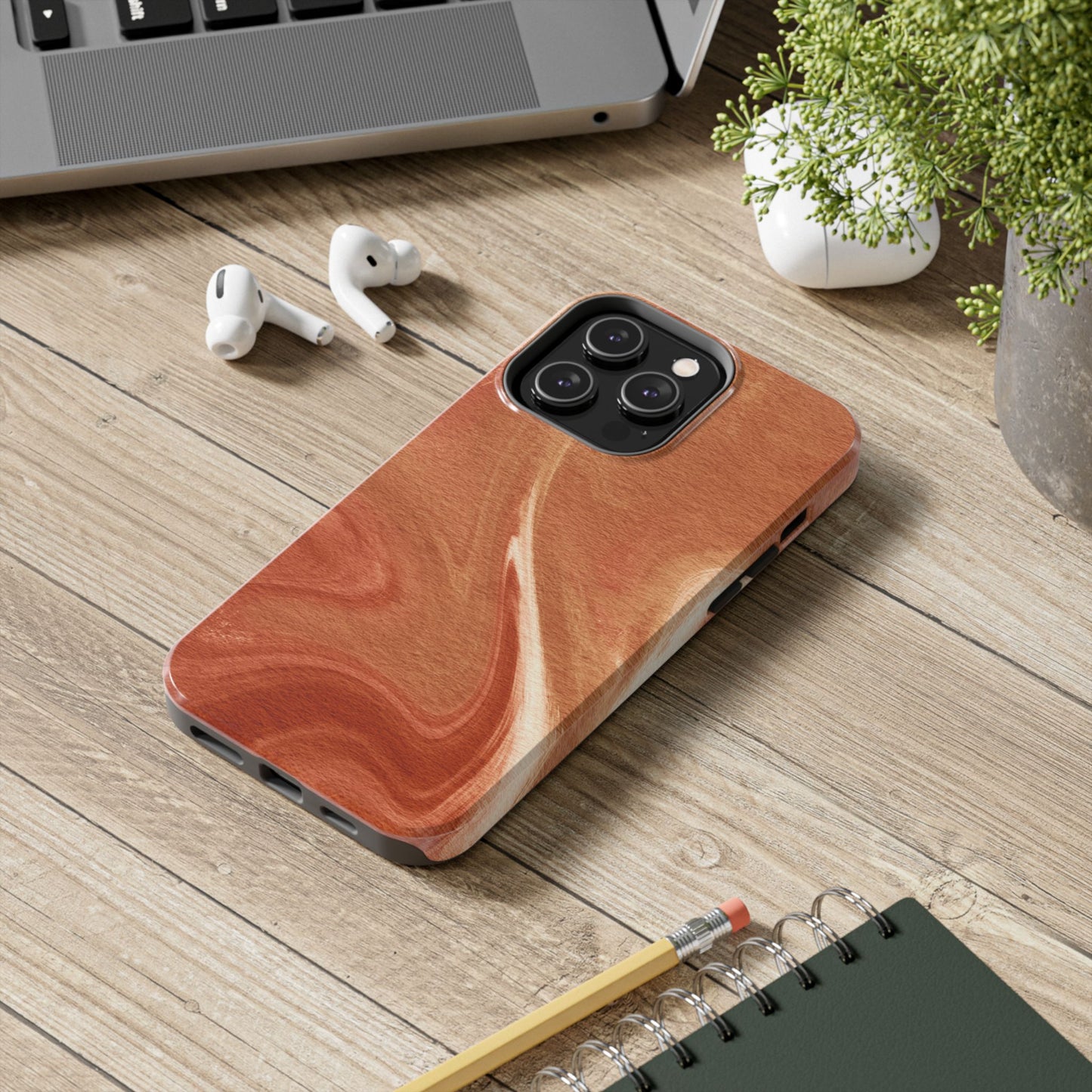 Earthy Terracotta Swirl MagSafe iPhone Case – Elegant Design with Magnetic Precision