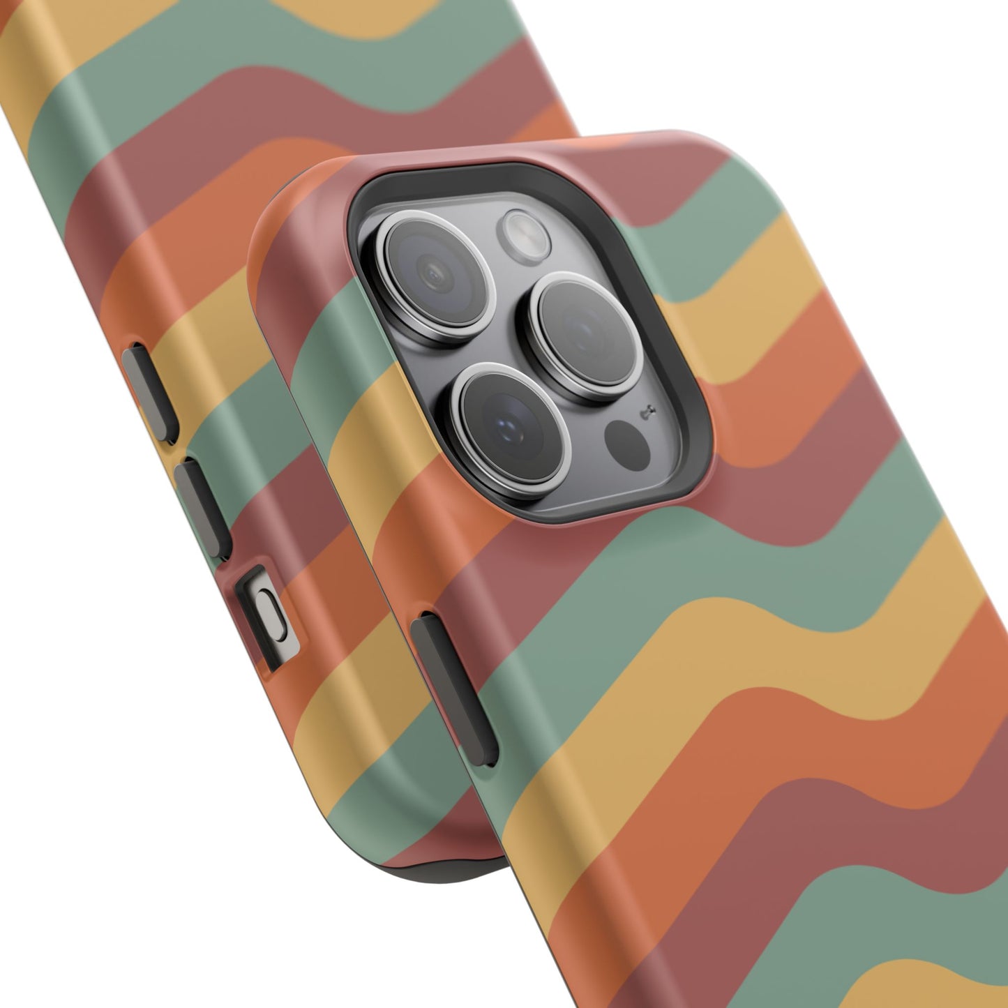 Retro Vibe Wavy Stripes MagSafe iPhone Case – 70s-Inspired in Teal, Orange, and Rust