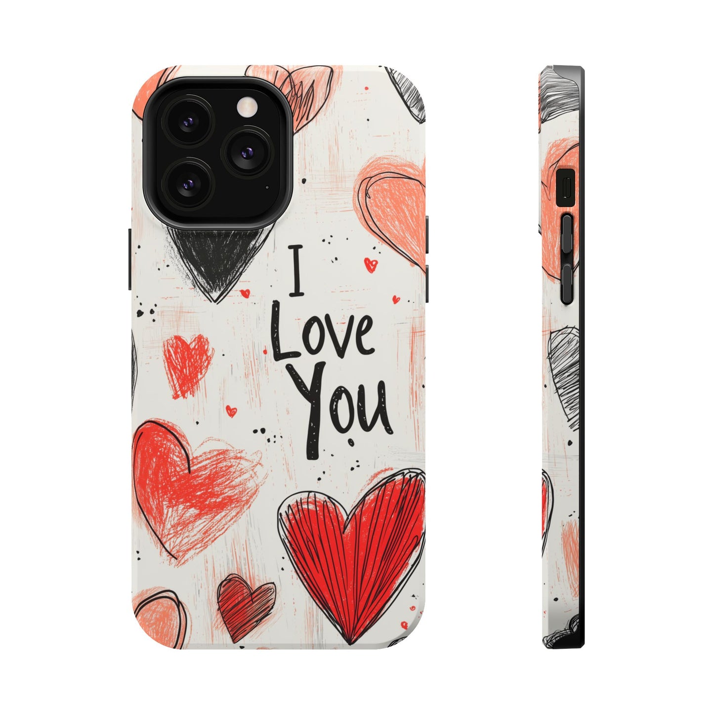 Romantic "I Love You" Heart Sketch - MagSafe Compatible Case