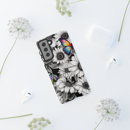 Rainbow Butterflies & Monochrome Sunflowers – Samsung Galaxy Case