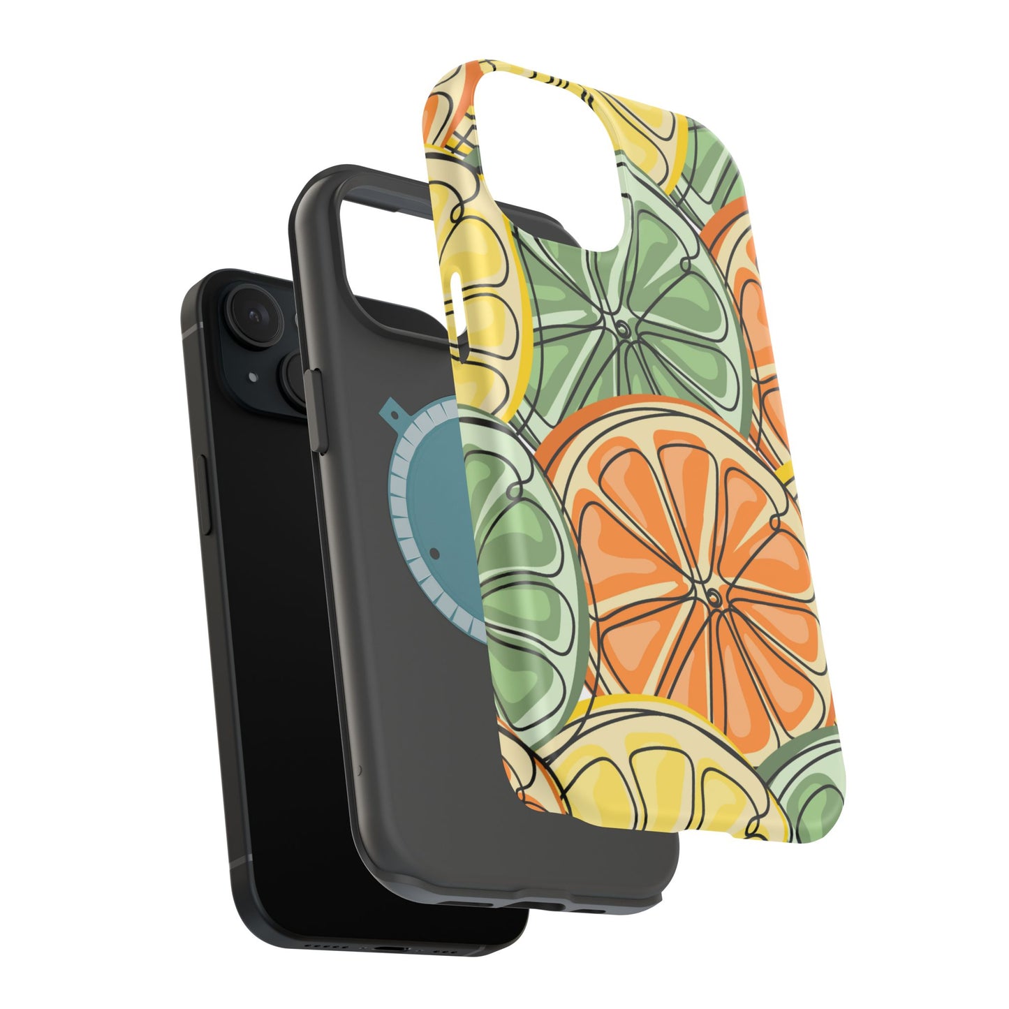 Citrus Zest Tough MagSafe iPhone Case – Bold Lime, Lemon, and Orange Design, Shockproof Protection