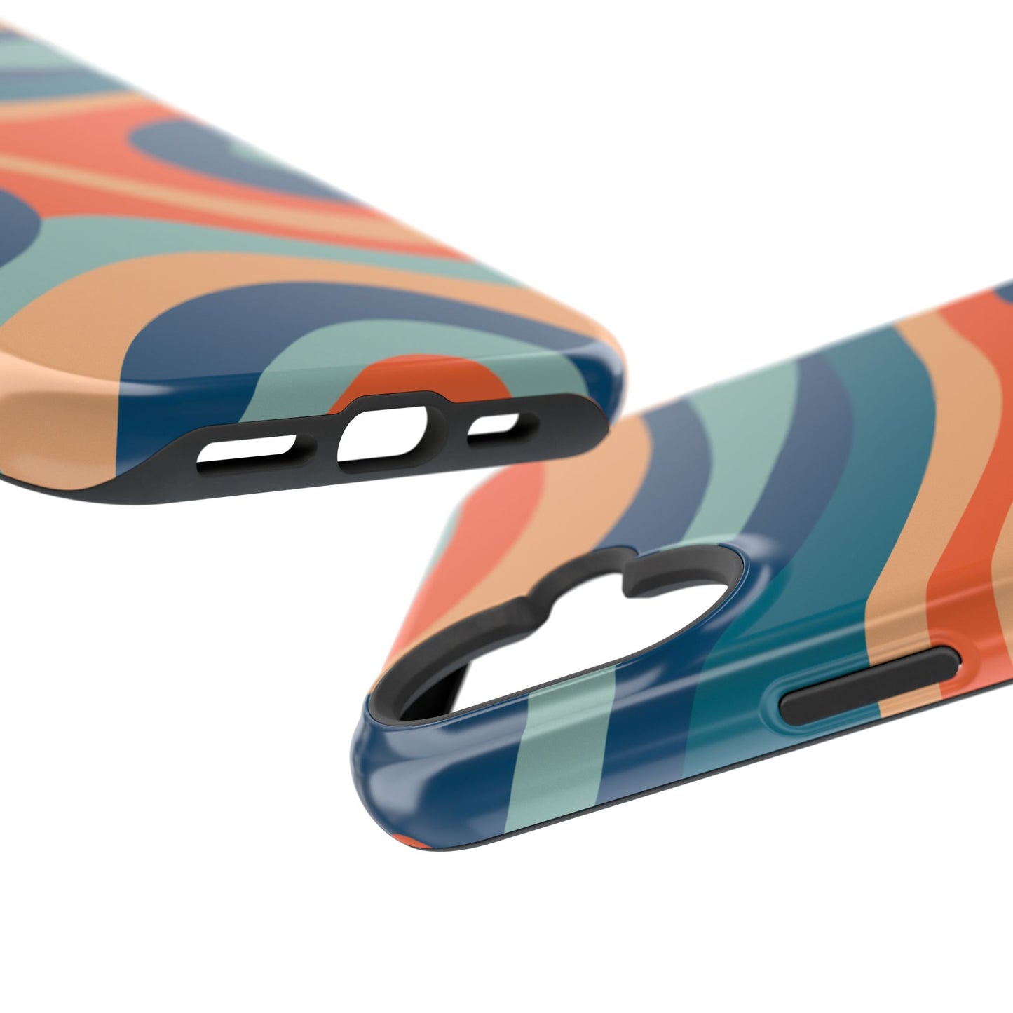 Retro Vibe Wavy Stripes MagSafe iPhone Case – 70s-Inspired in Teal, Orange, and Rust