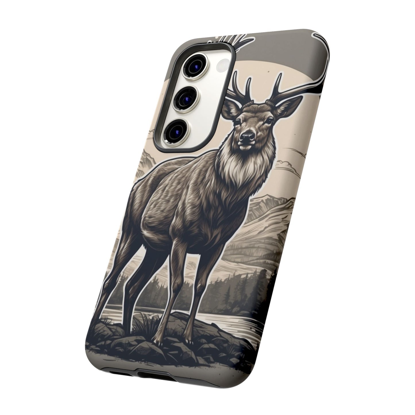 Monochrome Majesty – Regal Stag Samsung Galaxy Phone Case