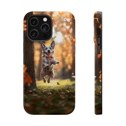 Energetic Blue Heeler Forest Pup MagSafe iPhone Case – Durable Outdoor-Inspired Design