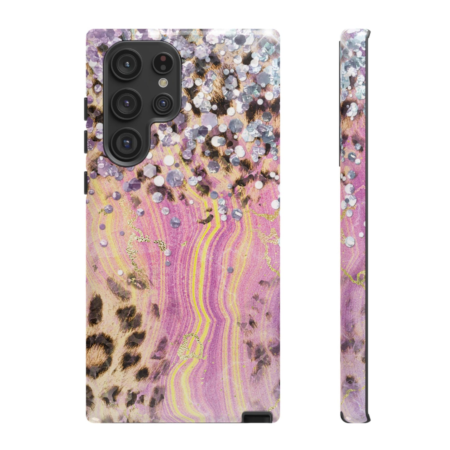 Crystal Glam Leopard - Samsung Galaxy Series Case with Glitter and Gem Accents