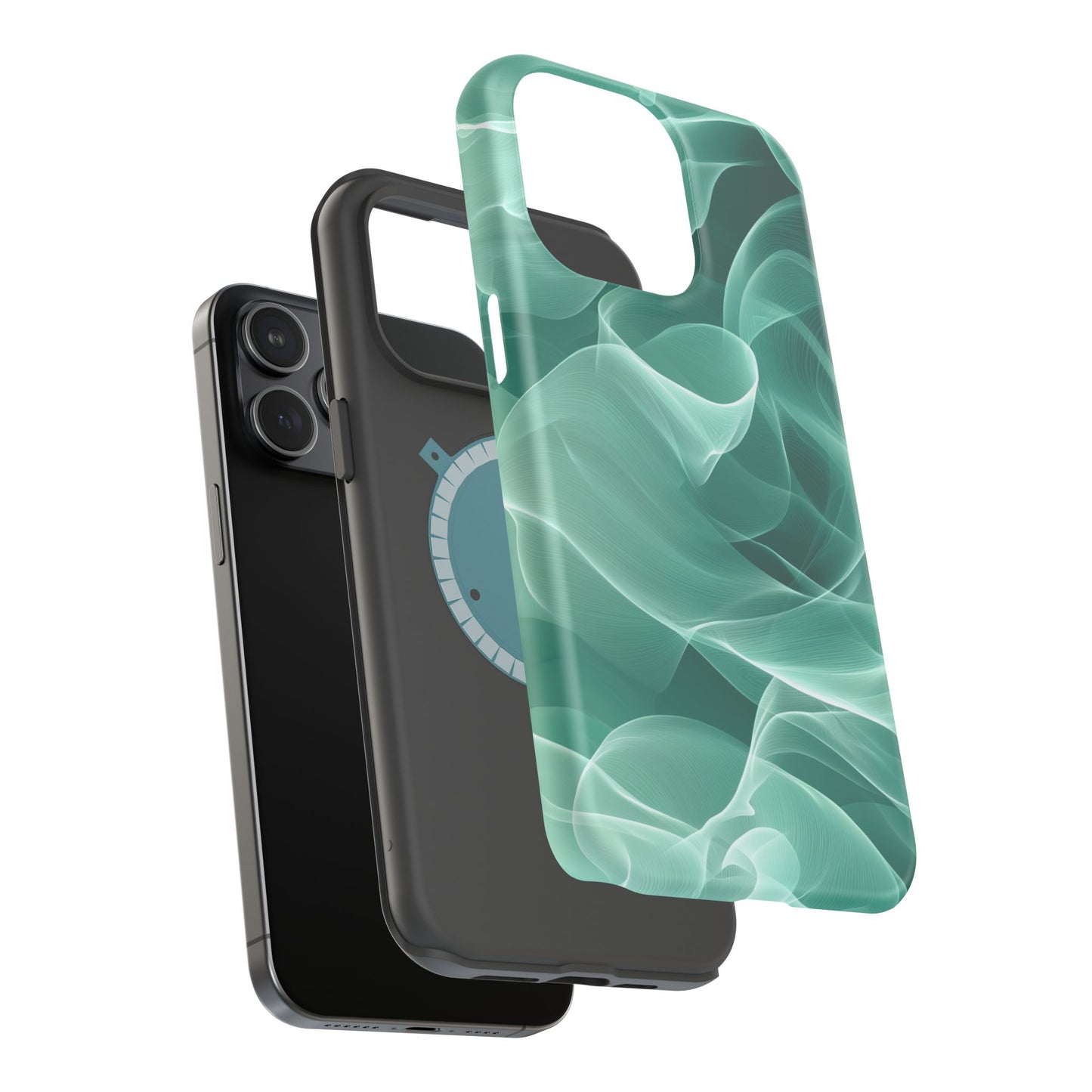 Emerald Flow MagSafe iPhone Case – Translucent Green Fabric-Inspired Design