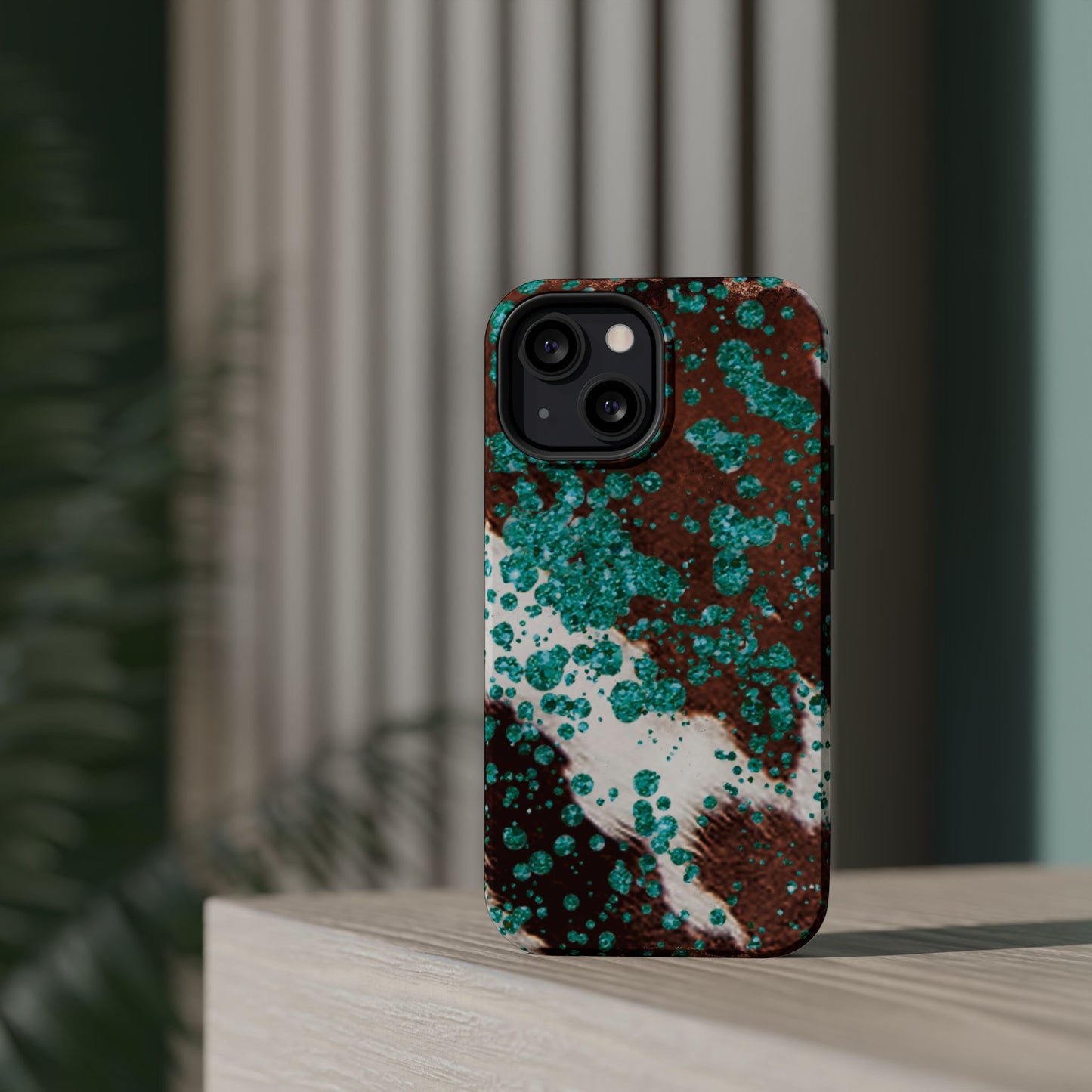 Teal Glitter Cowhide - MagSafe iPhone Series Case