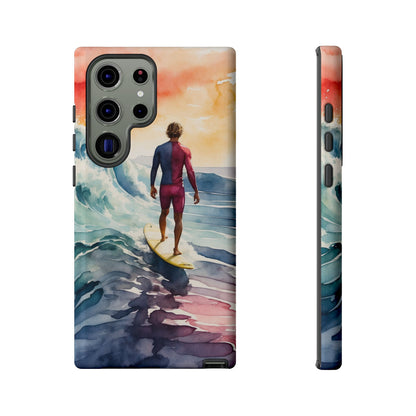 Surfer’s Sunset Wave Samsung Galaxy Case – Vibrant Watercolor Design