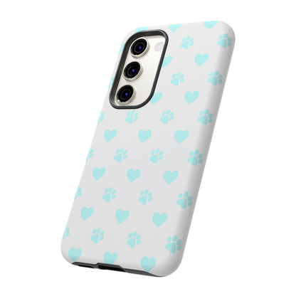 Samsung Galaxy Case - Aqua Paw Print & Heart Design