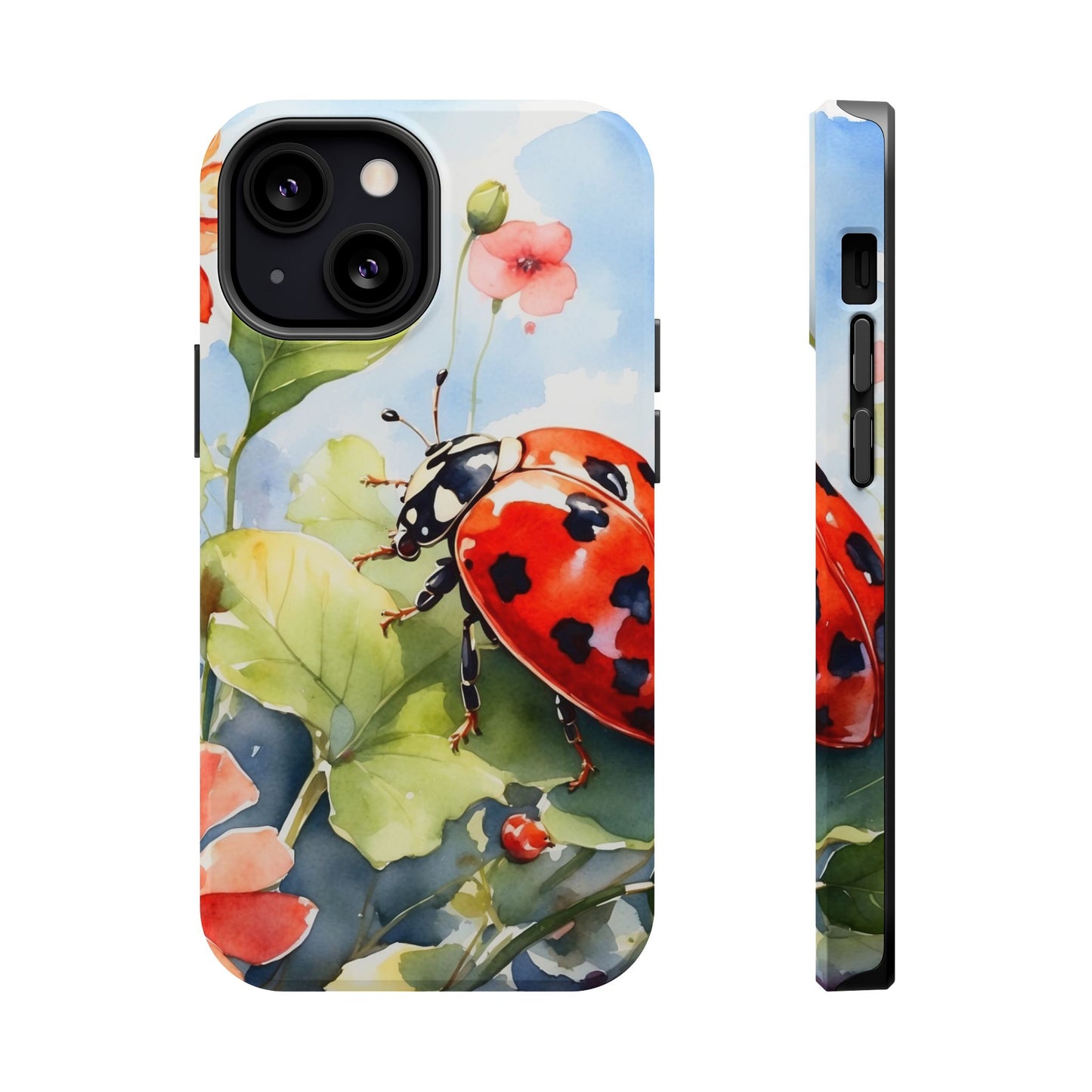 Watercolor Ladybug & Poppy Fields - MagSafe iPhone Case