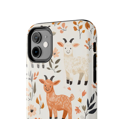 iPhone Case: Smiley Goats & Dried Flowers – Vintage Charm