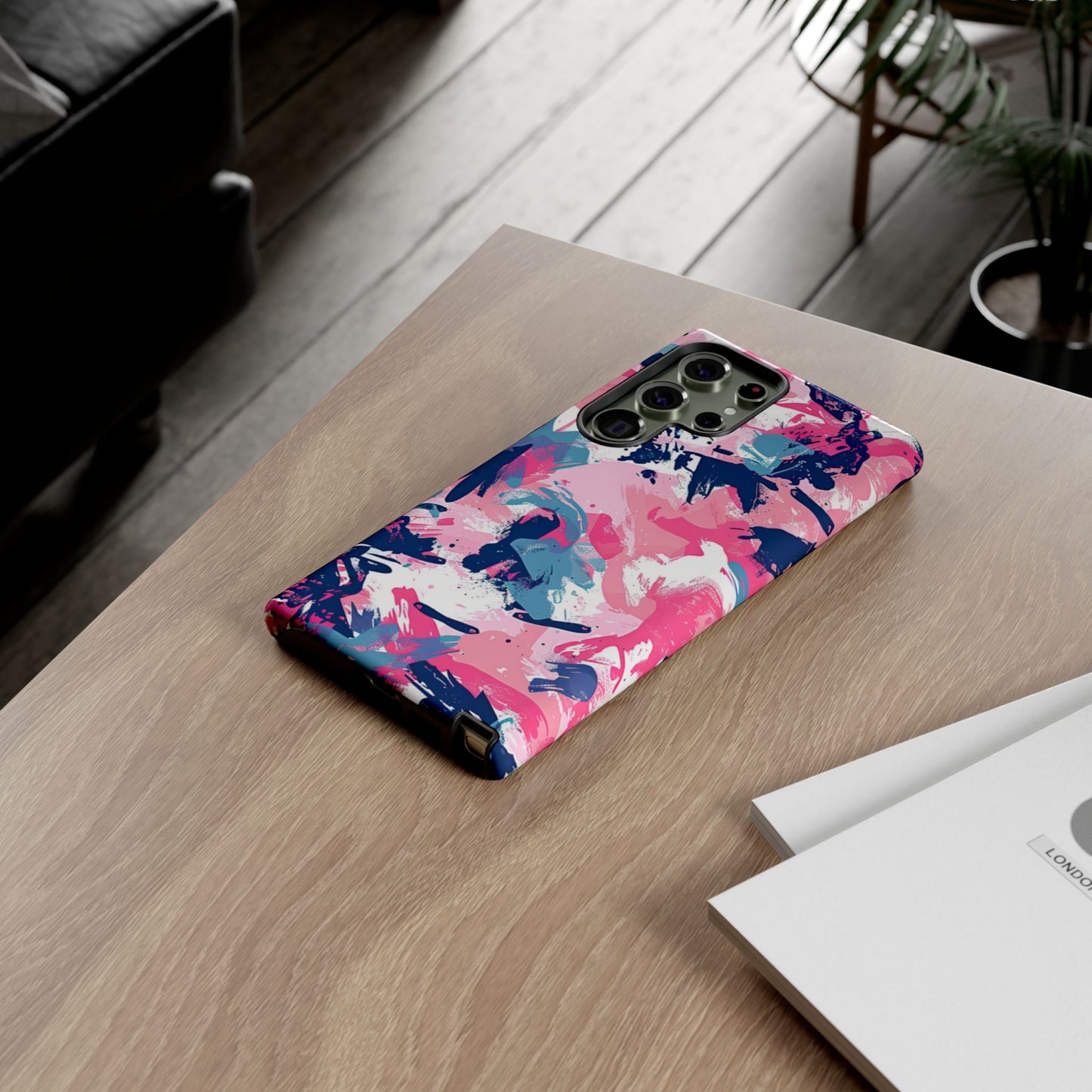 Vibrant Pink & Navy Abstract Splash – Samsung Galaxy Case