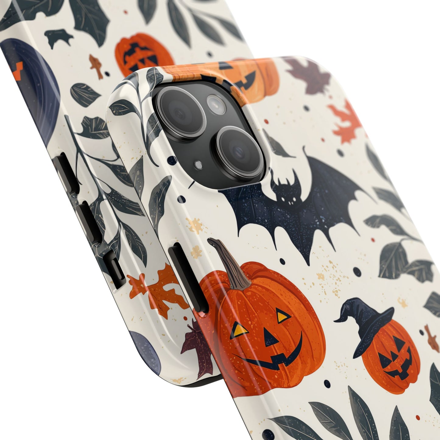 Spooky Halloween iPhone Case – Pumpkins, Bats, and Spider Design