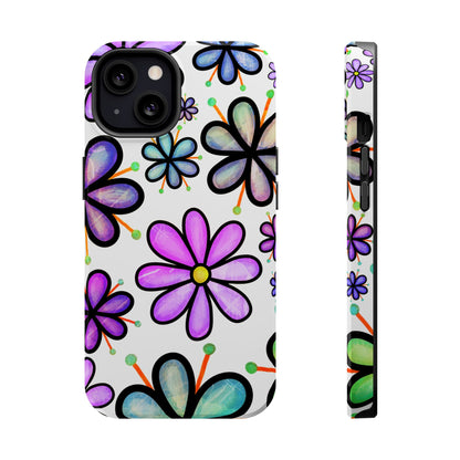 Whimsical Lavender Floral MagSafe iPhone Case – Ultra-Slim, High-Gloss Finish