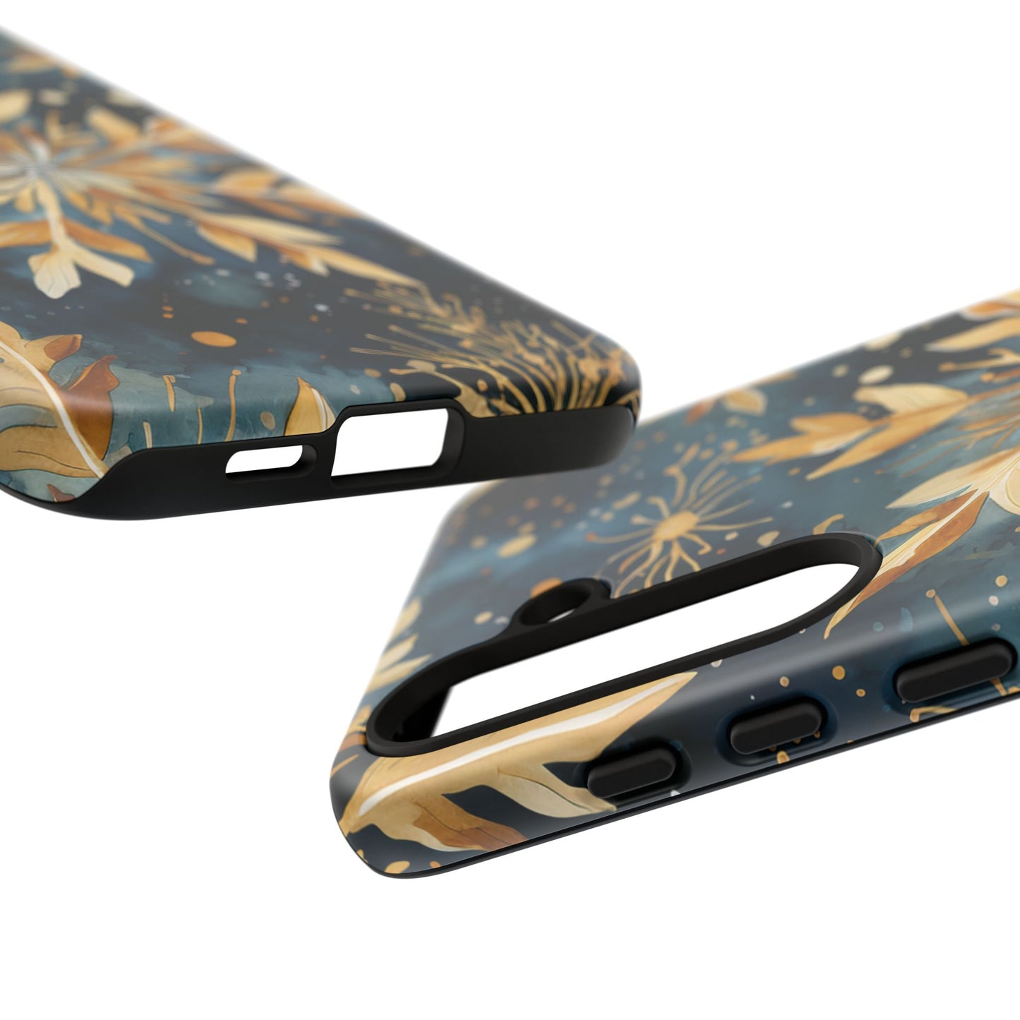 Gold Floral Snowflakes on Midnight Blue - Samsung Galaxy Series Case