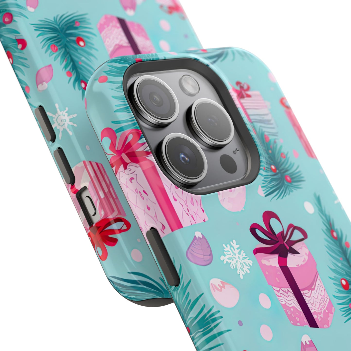 Festive Pink Christmas Gifts and Evergreen MagSafe iPhone Case – Holiday Theme, Protective Cover