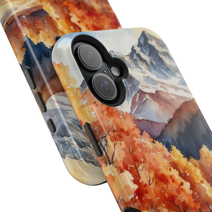 Watercolor Autumn Forest and Mountains - MagSafe iPhone Case