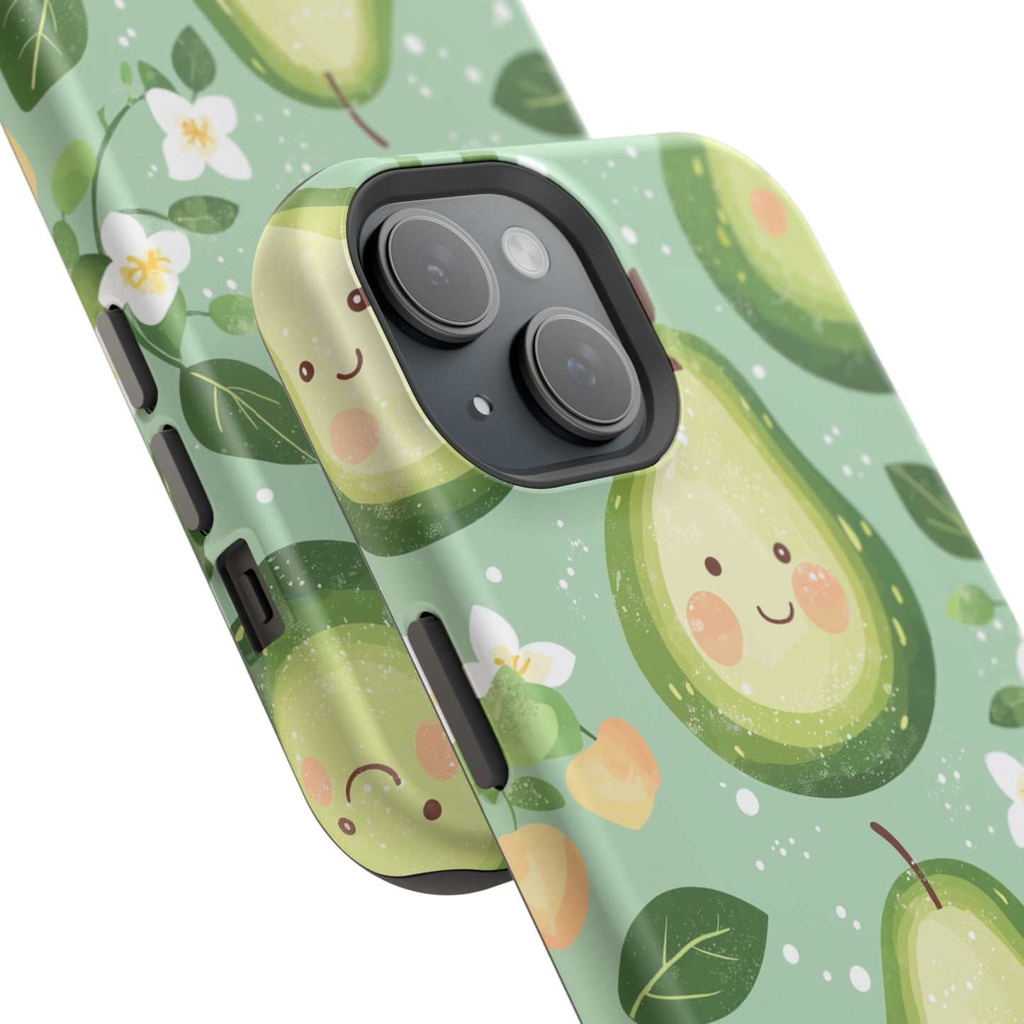 Smiling Avocados Tough MagSafe iPhone Case – Cute Avocado Design, Dual-Layer Protection